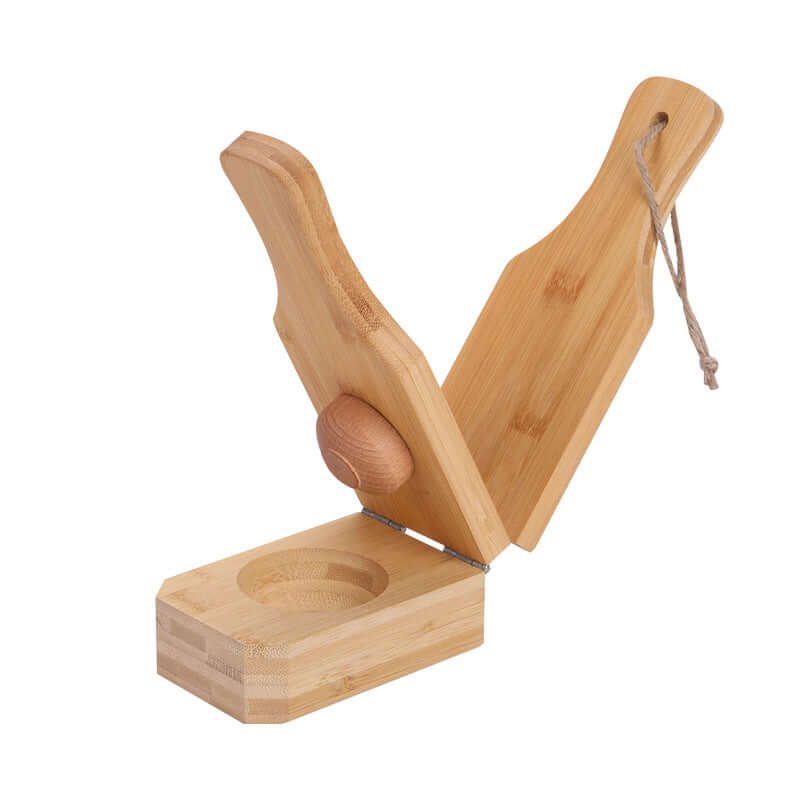 Wooden banana grinder kitchen tool, featuring a modern design for easy banana grinding in the kitchen.