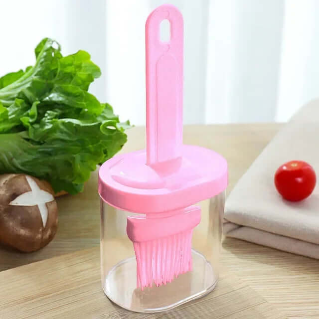 Cookware Bbq Oiler With Brush Kitchen Utensil Kitchen Baking Utensils Barbeque Oil Brush Outdoor Barbecue Cooking Tools Modern in pink.