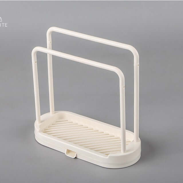 Kitchen Drain Rag Rack Home Storage in white, multi-purpose storage solution for kitchen organization.