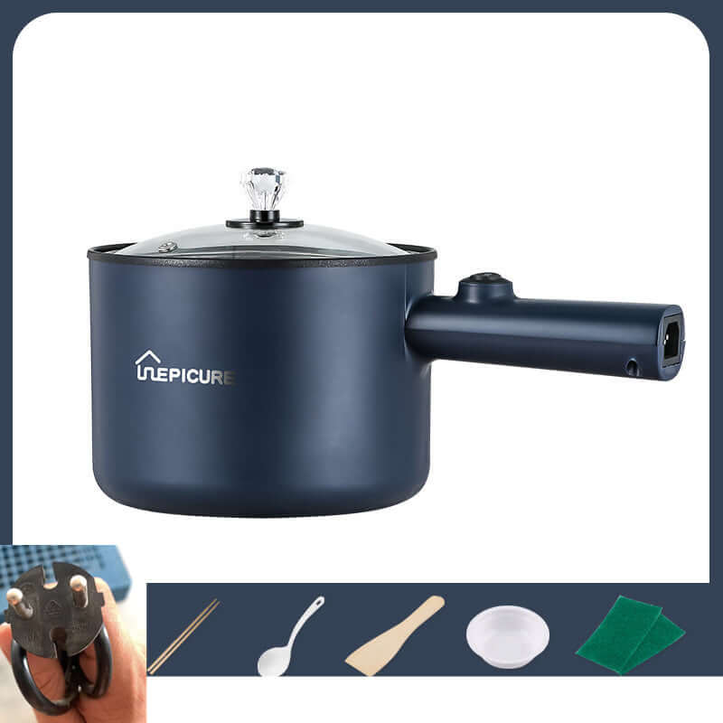Kitchen Multi-function Electric Cooker In The Dormitory And Home - blue manual single pot with lid and handle.