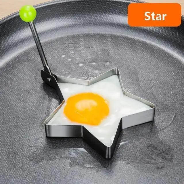 5Pcs Stainless Steel Fried Egg Mold Pancake Mould Omelette Mold Ring Cooking Fried Egg Bento Shaper Kitchen Gadget Frying Egg Cooking Tools Kitchen Accessories Gadget Rings in star shape with egg