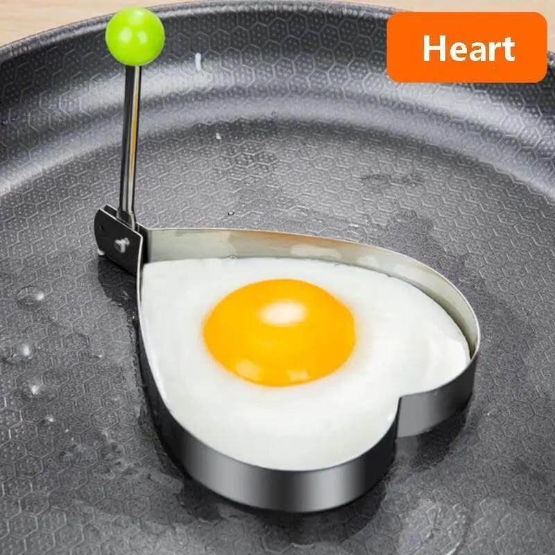 5Pcs Stainless Steel Fried Egg Mold Pancake Mould Omelette Mold Ring Cooking Fried Egg Bento Shaper Kitchen Gadget Frying Egg Cooking Tools Kitchen Accessories Gadget Rings in the shape of a heart.