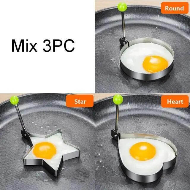 5Pcs Stainless Steel Fried Egg Mold Pancake Mould Omelette Mold Ring Cooking Fried Egg Bento Shaper Kitchen Gadget Frying Egg Cooking Tools Kitchen Accessories Gadget Rings in mix 3PC styles.