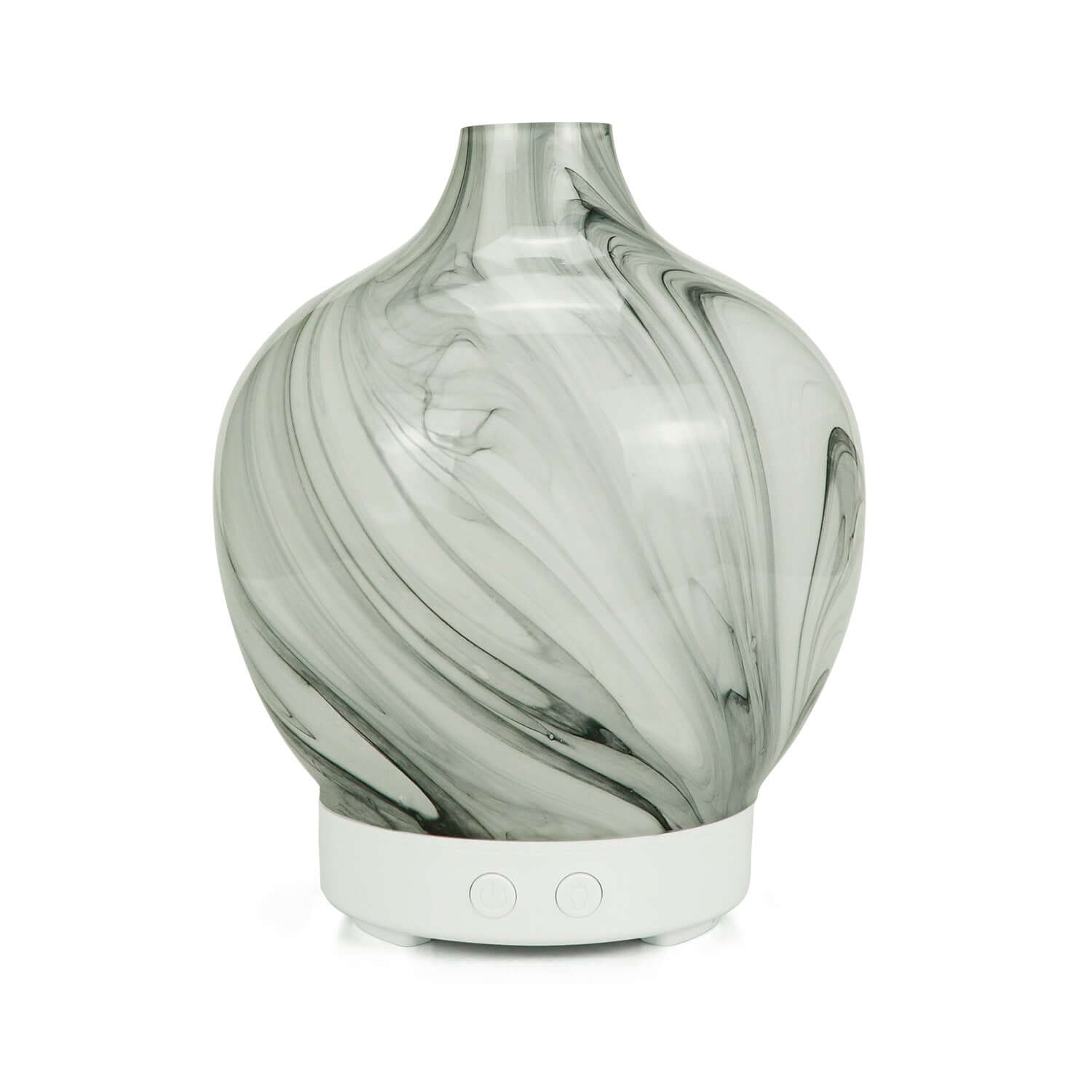 Glass aroma diffuser humidifier with a sleek gray marble design for household aromatherapy and air purification.