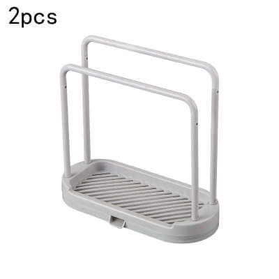 Kitchen Drain Rag Rack Home Storage in gray color, featuring a multi-purpose design, 2pcs for efficient home organization.