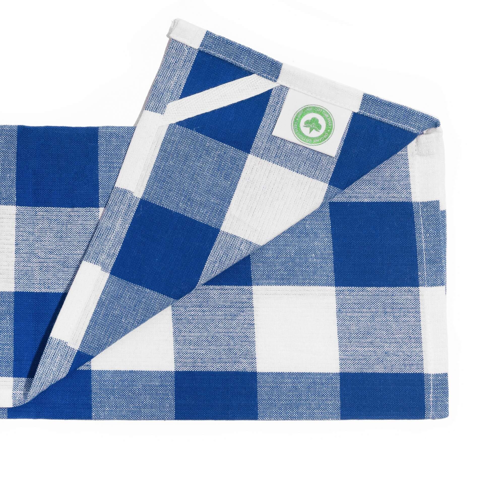 Plaid Kitchen Towels in blue and white cotton, stylish and functional for everyday kitchen use.