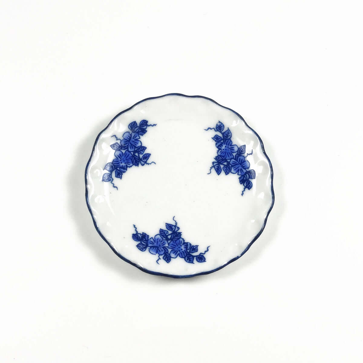 Miniature Kitchen Accessories ceramic plate with blue floral design, fashion minimalist style, 5-6cm size