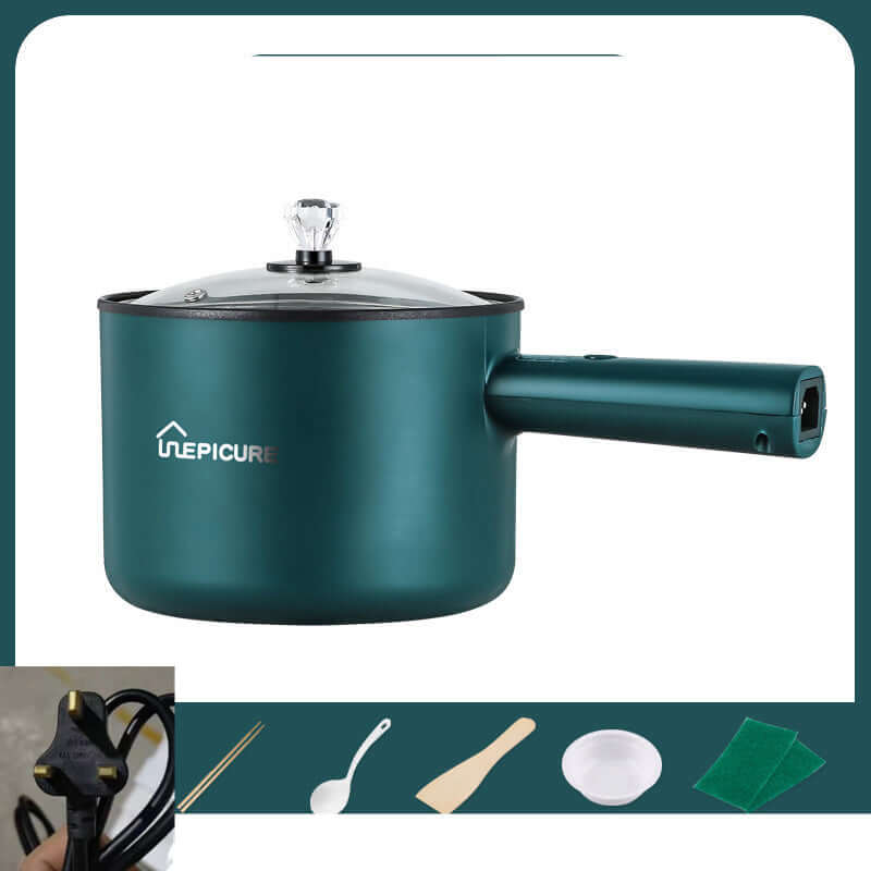 Kitchen Multi-function Electric Cooker In The Dormitory And Home - Emerald Green Manual Pot with Lid and Handle
