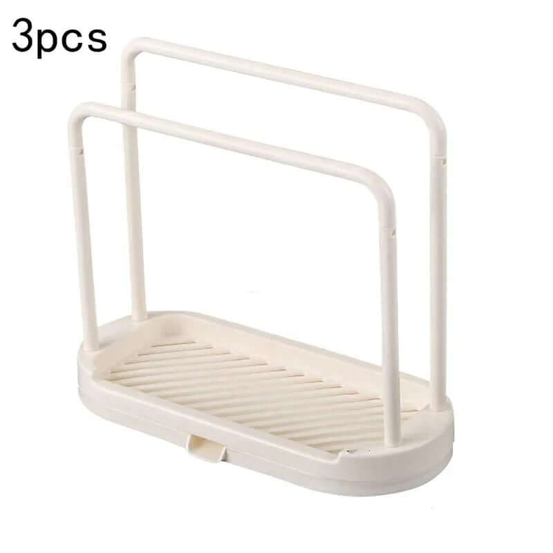 Kitchen Drain Rag Rack Home Storage in white, showcasing 3PCS of simple European-style storage racks.