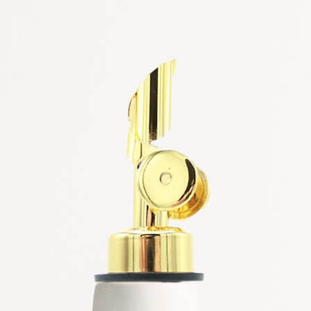 Elixir Porcelain Olive Oil Dispenser gold pour spout top view showcasing elegant design and functionality.