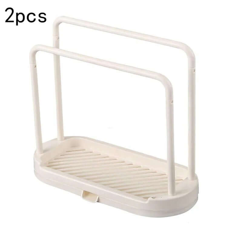 Kitchen Drain Rag Rack Home Storage in white color, featuring a simple design, 2 pieces included.