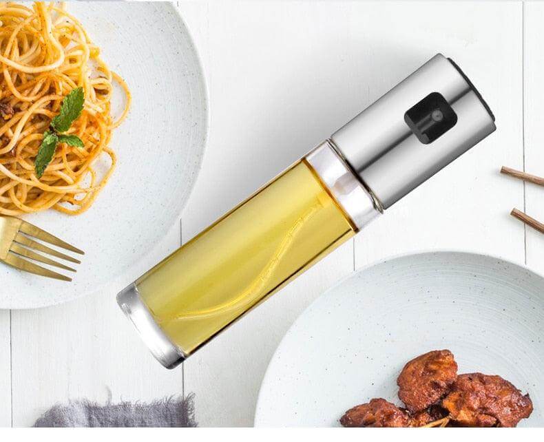 Oil Spray Bottle for healthy cooking, ideal for misting oils on food like pasta and fried dishes.