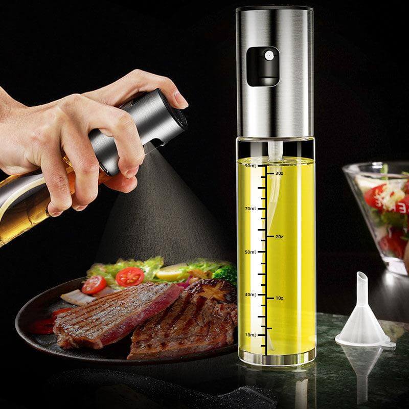 Oil Spray Bottle for precise oil misting on food, ensuring healthier cooking and perfect flavor control.