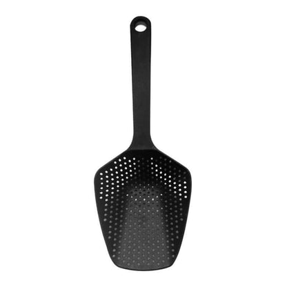 Nylon Strainer/Colander for easy scooping and draining of foods, safe for non-stick cookware.