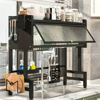 Over Sink Dish Drying Rack 1 Tier Kitchen Organizer Dustproof Storage Shelf